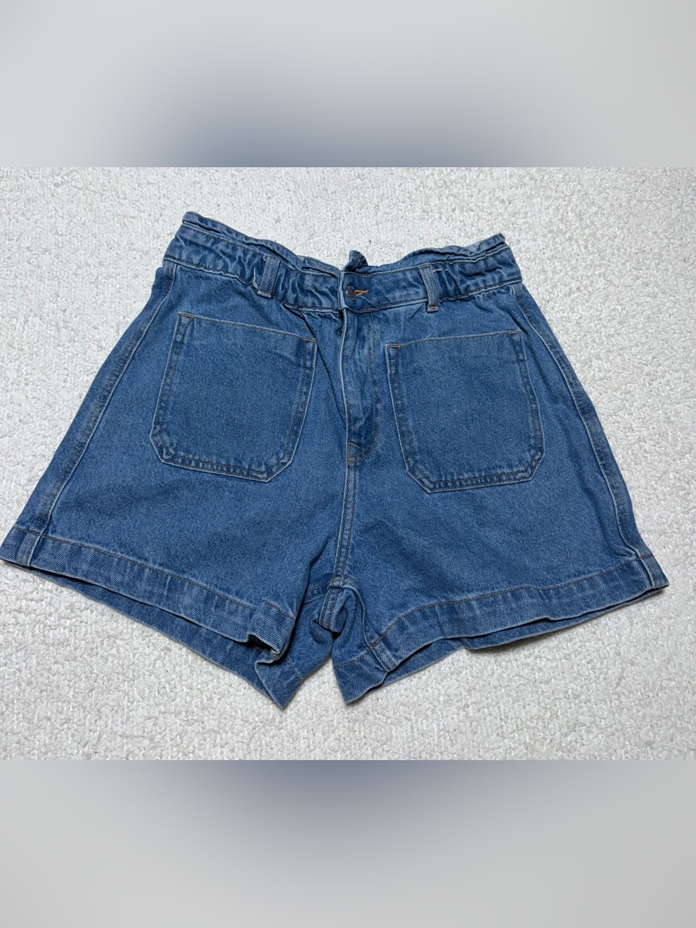 Zara Paperbag Waist Denim Shorts Women’s US 10 Blue Mom Jean